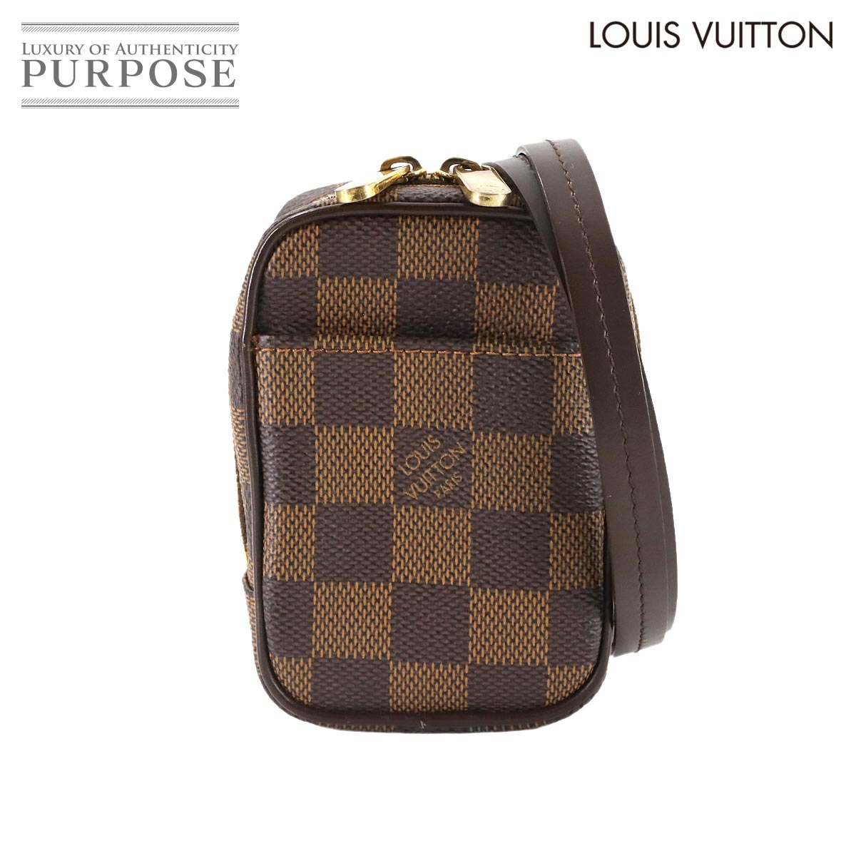 ルイ ヴィトン LOUIS VUITTON ダミエ エテュイ オカピ PM 車寄せ エベヌ N61738 ゴールド 金具 Etui okapi 【中古】