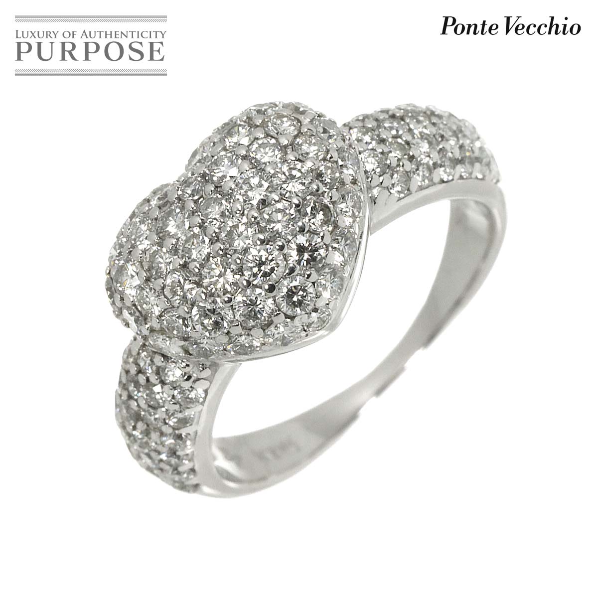 【新品同様】 ポンテヴェキオ Ponte Vecchio 11号 リング ダイヤ 1.50ct K18 WG ホワイトゴールド 750 指輪 ハート Diamond Ring【中古】