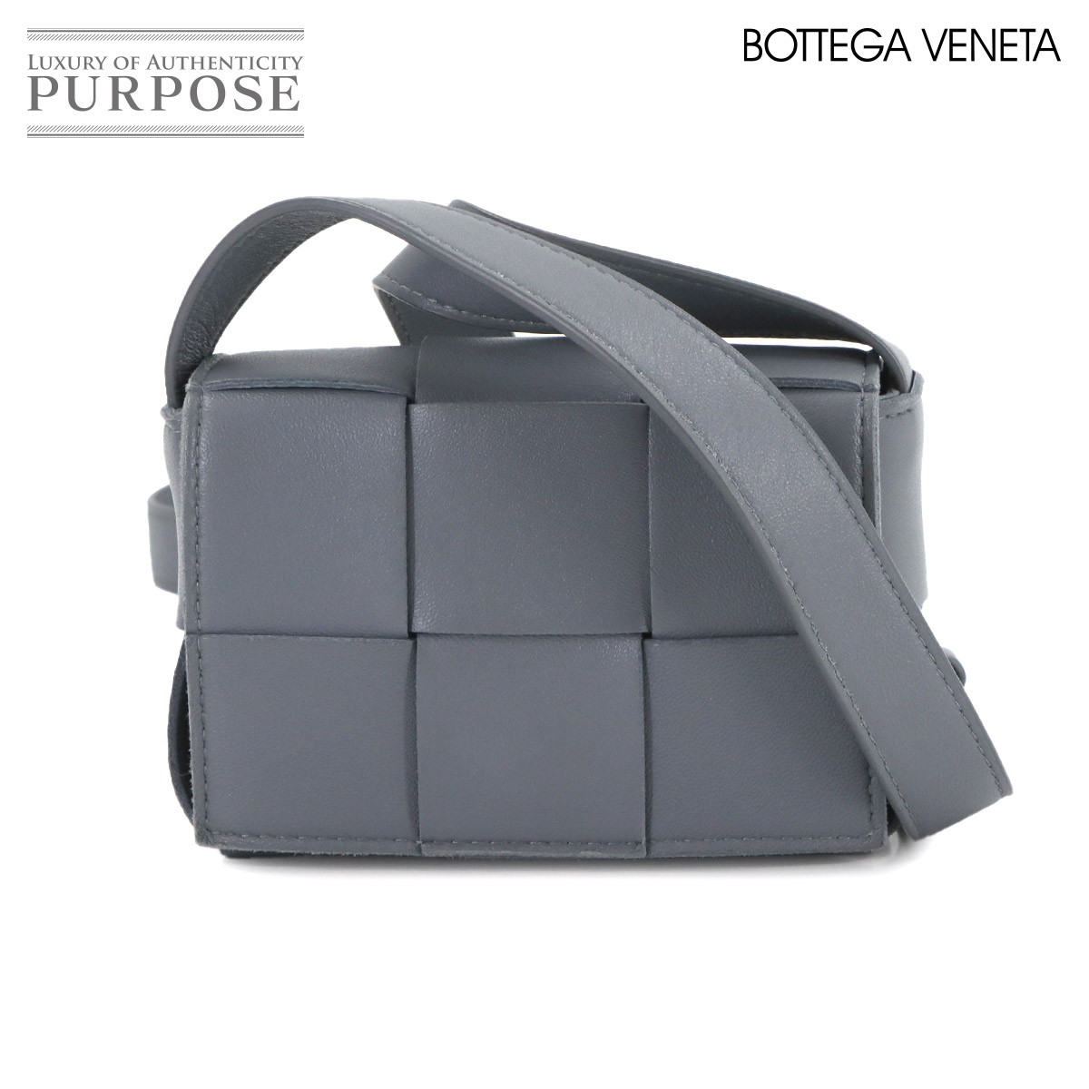 【新品負けず劣らず】 ボッテガ ヴェネタ BOTTEGA VENETA イントレチャート 砂糖菓子 テープ 肩先 御徒面子 なめし革 薄墨色 666688 Intrecciato Candy Cassette 【中古】