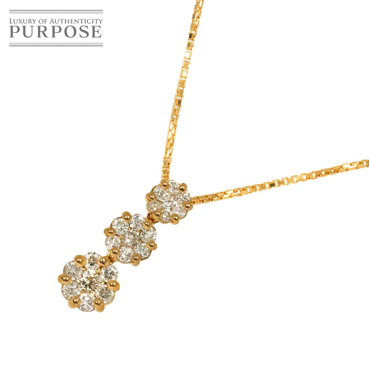 【新品仕上げ】 ダイヤ 0.30ct ネックレス 40cm K18 PG ピンクゴールド 750 Diamond Necklace【中古】