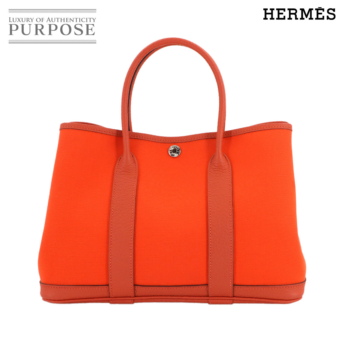 【新品同様】 エルメス HERMES ガーデンパーティ 30 TPM トート バッグ トワルオフィシェ カントリー カプシーヌ オレンジ D刻印 Garden Party TPM 【中古】