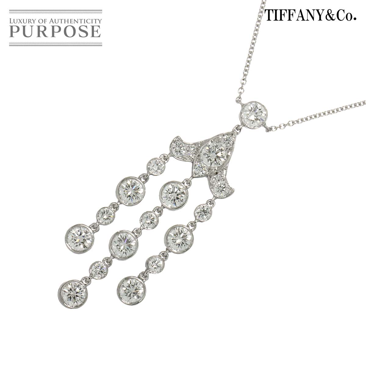 【新品同様】 ティファニー TIFFANY&CO. ダイヤ ネックレス 45cm Pt プラチナ Diamond Necklace【中古】