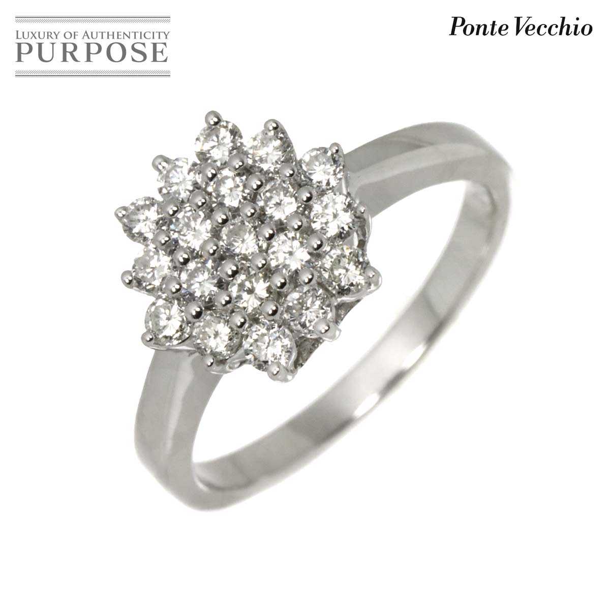 【新品同様】 ポンテヴェキオ Ponte Vecchio 14号 リング ダイヤ 0.67ct K18 WG ホワイトゴールド 750 指輪 Diamond Ring【中古】