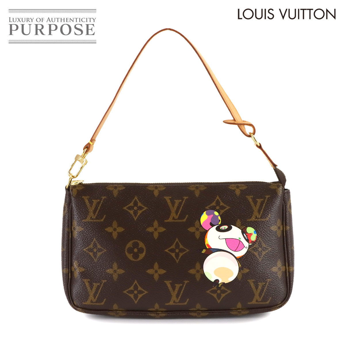 【新品負けず劣らず】 ルイ ヴィトン LOUIS VUITTON モノグラム ジャイアントパンダ ポシェット アクセソワール お手て 御徒面子 村上隆 M51981 Pochette Accessoires 【中古】