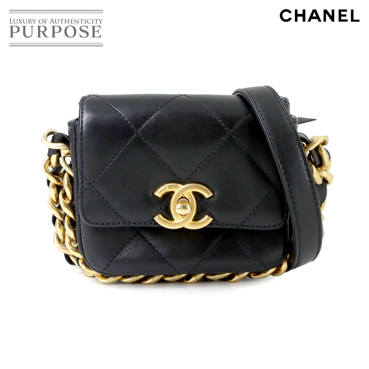 【新品負けず劣らず】 シャネル CHANEL ミニ マトラッセ チェーン店 肩部 御徒面子 なめし革 黒いこと AS2833 ゴールド 金具 Mini Matelasse Bag 【中古】