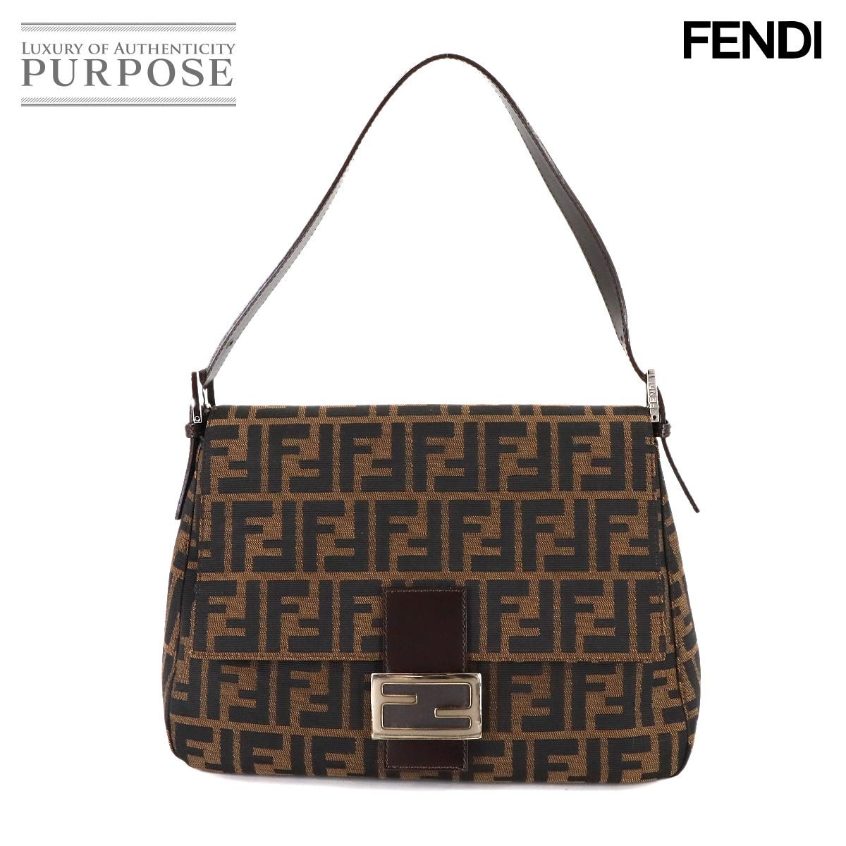 【未当て嵌める 見せびらかす品】 フェンディ FENDI ズッカ マンマバゲット 肩部 御徒面子 帆布 なめし革 赤銅色 26325 Mamma Baguette 【中古】
