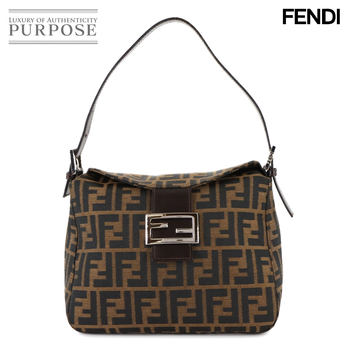 【新品負けず劣らず】 フェンディ FENDI ズッカ マンマバゲット 肩部 御徒面子 帆布 なめし革 赤銅色 26426 Mamma Baguette 【中古】