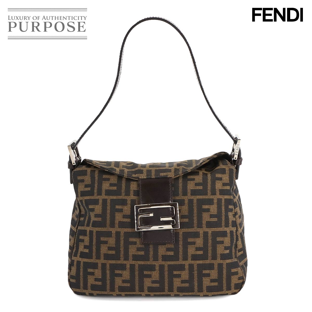 【新品負けず劣らず】 フェンディ FENDI ズッカ マンマバゲット 肩部 御徒面子 帆布 なめし革 赤銅色 26426 Mamma Baguette 【中古】