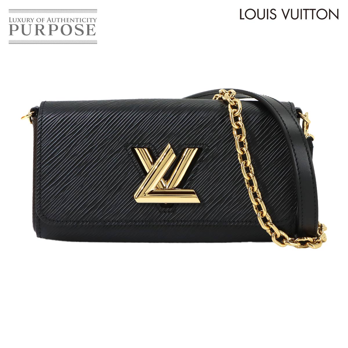 【未当て嵌める 見せびらかす品】 ルイ ヴィトン LOUIS VUITTON エピ ポシェット 捩じり 酉の方角 チェーン店 肩肉 御徒面子 なめし革 黒いこと M83077 RFID Twist West Pochette 【中古】