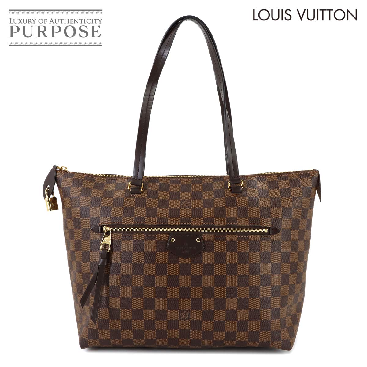 【新品負けず劣らず】 ルイ ヴィトン LOUIS VUITTON ダミエ イエナ MM トート 御徒面子 エベヌ N41013 ゴールド 金具 Iena MM 【中古】