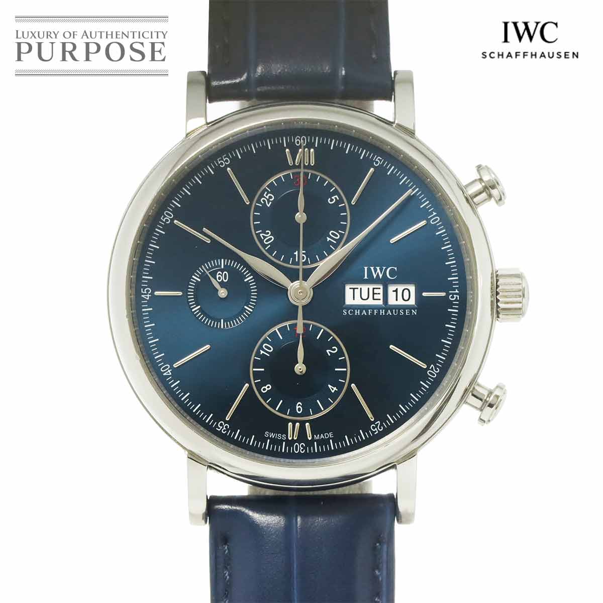 IWC ポートフィノ クロノグラフ IW391019 ローレウス 世界2500本限定 メンズ 腕時計 デイデイト ブルー 自動巻き インターナショナル ウォッチ カンパニー Portofino 【中古】
