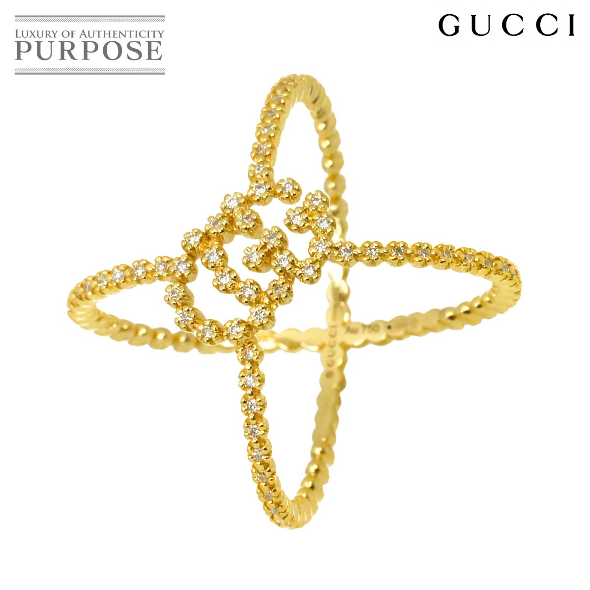 【新品同様】 グッチ GUCCI GGランニング #11 リング ダイヤ K18 YG イエローゴールド 750 指輪 Diamond Ring【中古】