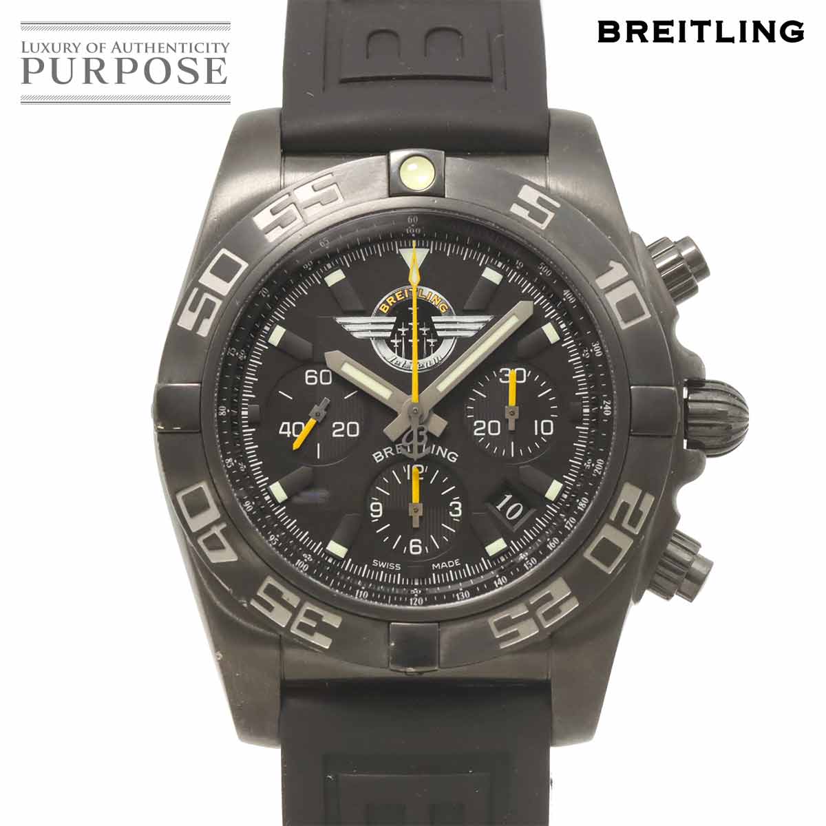 ブライト輪っか BREITLING クロノマット44 黒いことスチール写真 ブライトリングジェットチーム 500本制限事項 MB0110 クロノグラフ メンズ ウオッチ 自動小銃一巻き Chronomat 【中古】 メンズ腕時計-腕時計