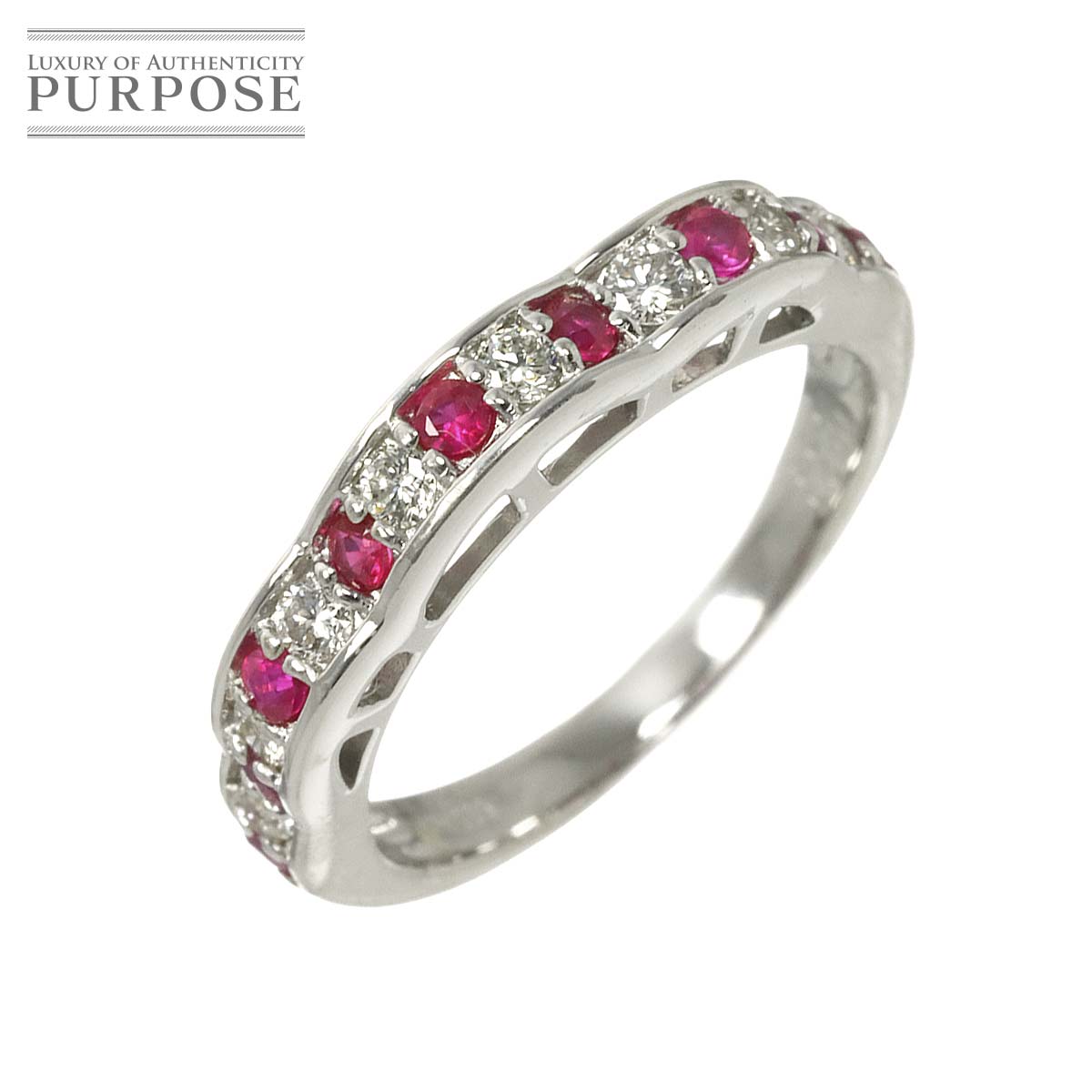 【新品仕上げ】 リング 14号 ルビー 0.25ct ダイヤ 0.25ct Pt プラチナ 指輪 Ruby Ring【中古】.33