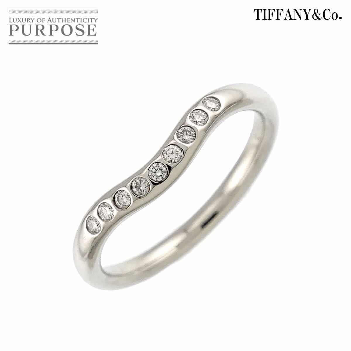 【新品同様】 ティファニー TIFFANY&Co. カーブド バンド 8号 リング ダイヤ Pt プラチナ 指輪 Curved Band Ring【中古】