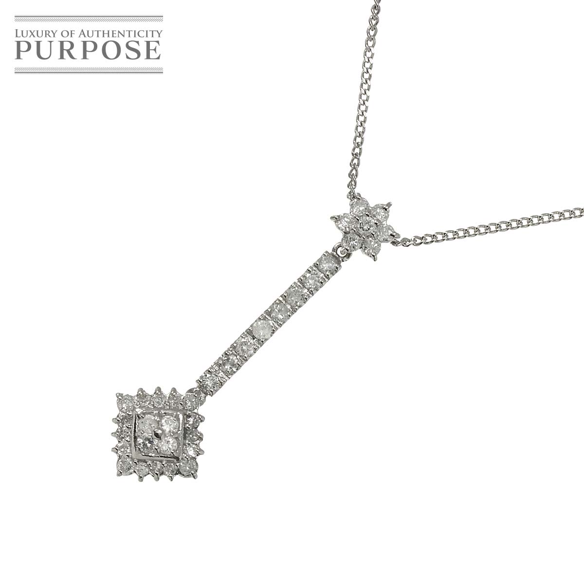 【新品仕上げ】 ダイヤ 0.50ct ネックレス 40.5cm Pt プラチナ Diamond Necklace【中古】
