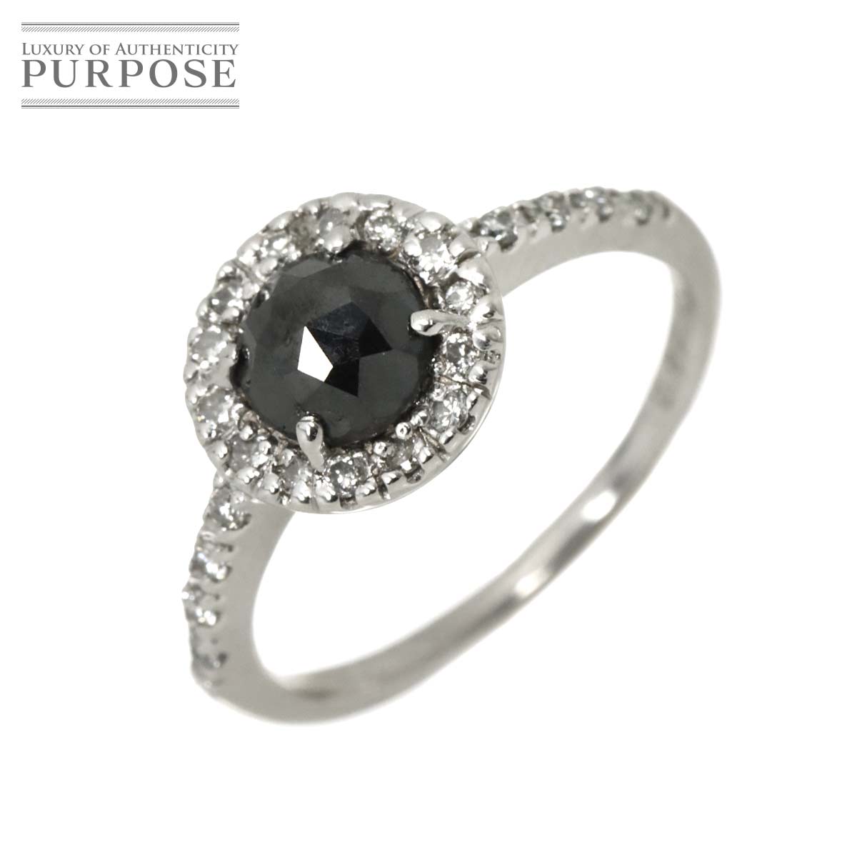 【新品仕上げ】 リング 6.5号 ブラックダイヤ 0.82ct ダイヤ 0.18ct K18 WG ホワイト ゴールド 750 指輪 Diamond Ring 【中古】|VINTAGE LOVER PURPOSE