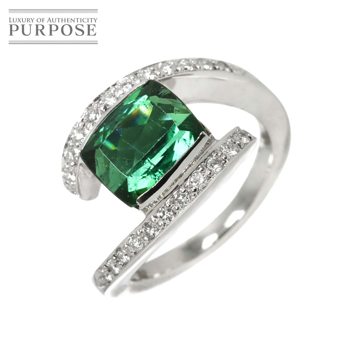 【新品仕上げ】 リング 9.5号 トルマリン 3.04ct ダイヤ 0.25ct Pt プラチナ 指輪 【ソーティング付き】 Tourmaline Ring 【中古】 104,000円