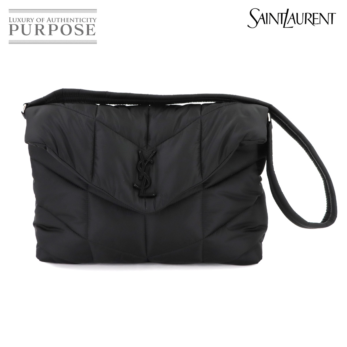 【未当て嵌める 見せびらかす品】 サンローラン SAINT LAURENT パ毛皮 キルティング 肩部 御徒面子 ナイロン 黒いこと 733630 Puffer Shoulder Bag 【中古】