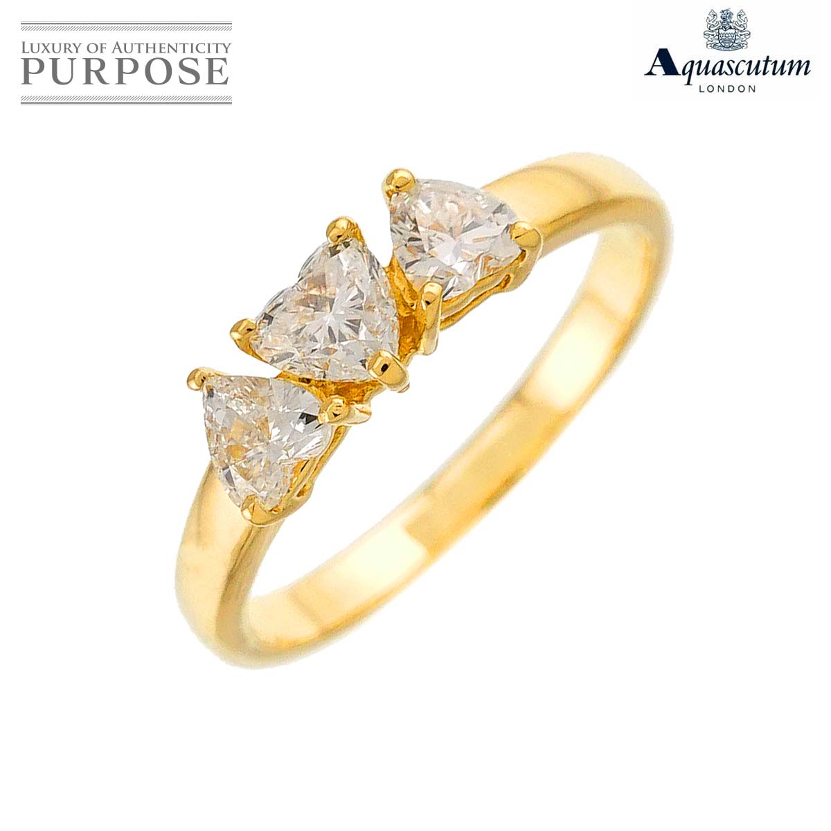 【新品同様】 アクアスキュータム Aquascutum 12号 リング ダイヤ K18 YG イエローゴールド 750 指輪 Diamond Ring【中古】