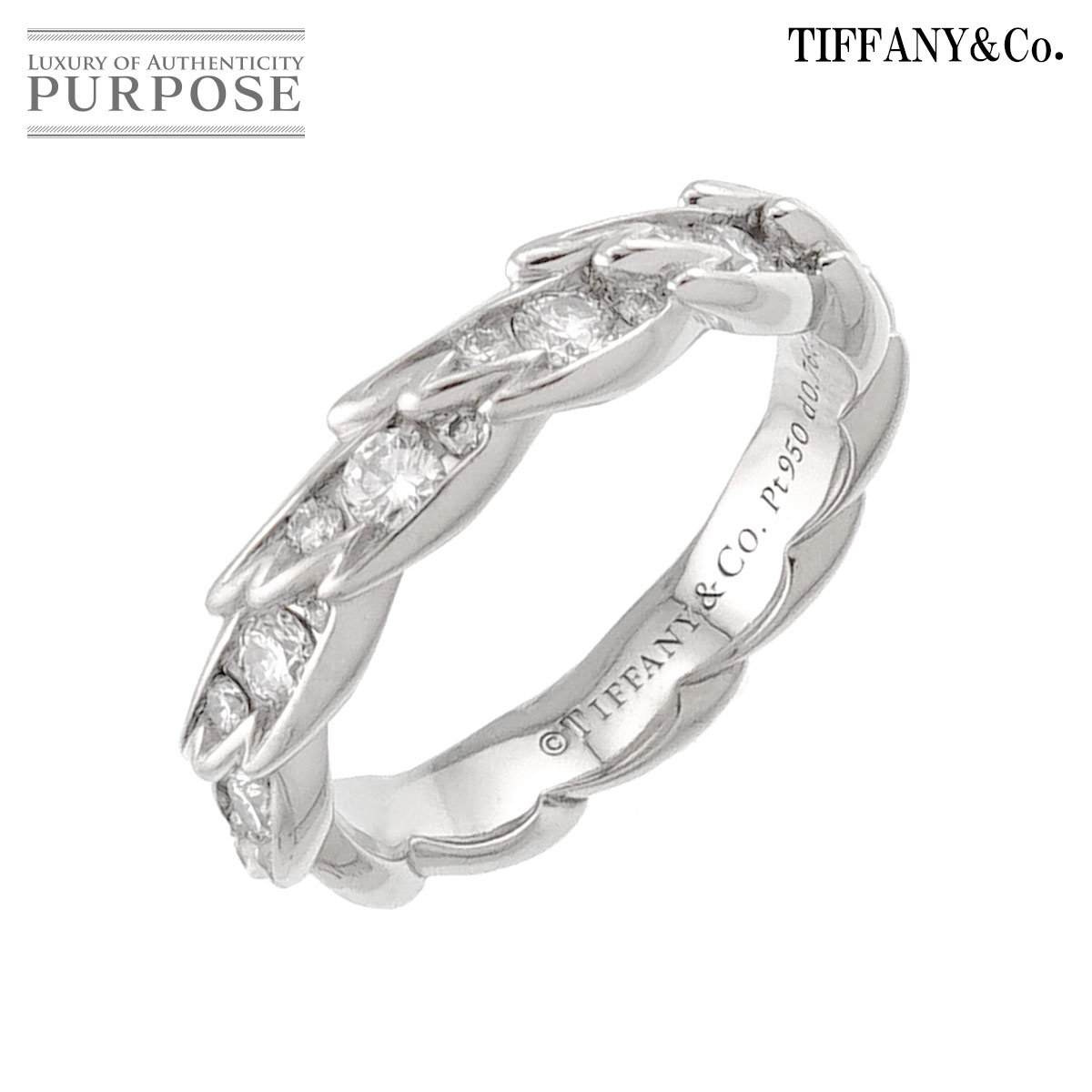 【新品同様】 ティファニー TIFFANY&Co. ウィングス ナロー 10号 リング ダイヤ 0.76ct Pt プラチナ 指輪 Diamond Ring【中古】