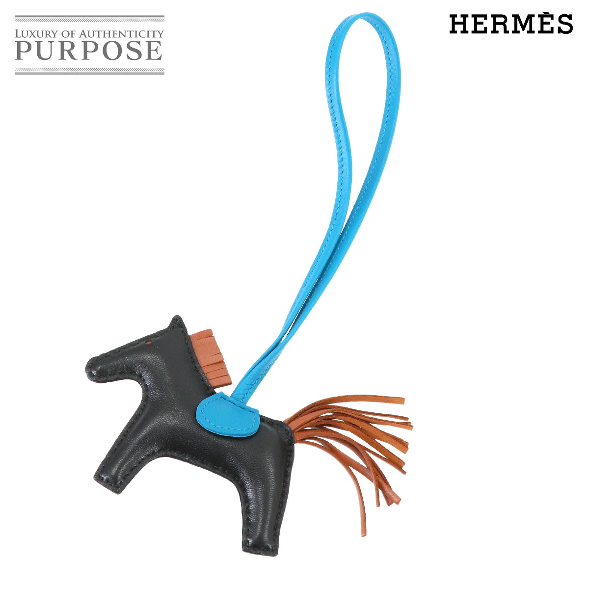 【未使用 展示品】 エルメス HERMES ロデオ PM バッグ チャーム アニョーミロ ブラック ゴールド ブルーザンジバル Y刻印 Rodeo PM 【中古】