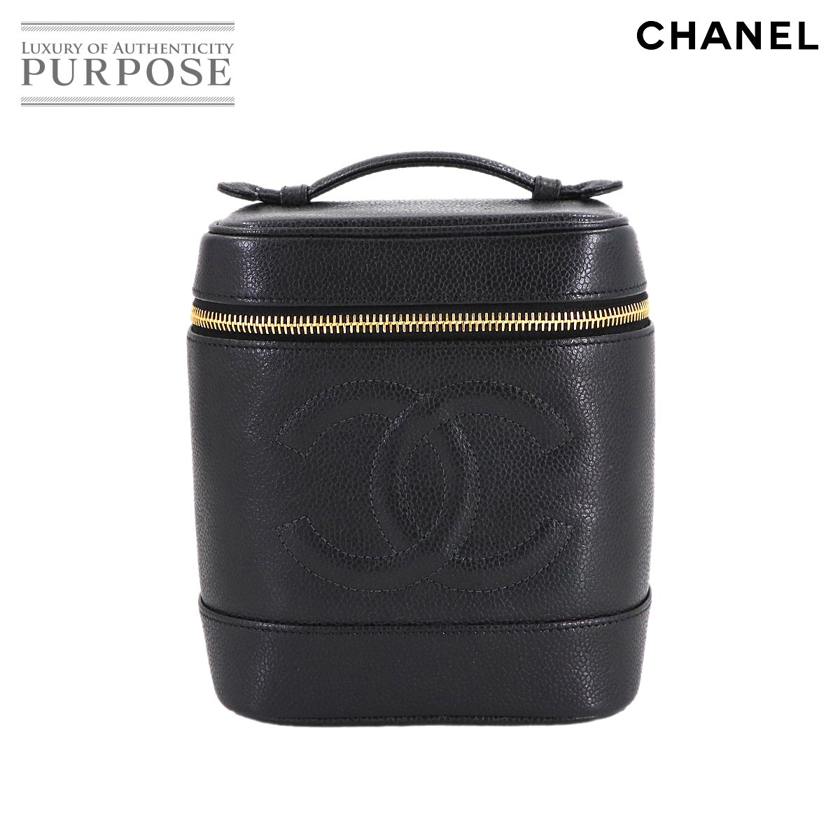 【新品負けず劣らず】 シャネル CHANEL バニティ 御手々 御徒面子 キャビアひと肌 なめし革 黒いこと A01998 ココマーク ゴールド 金具 Vanity Bag 【中古】 ハンドバッグ-レディースバッグ