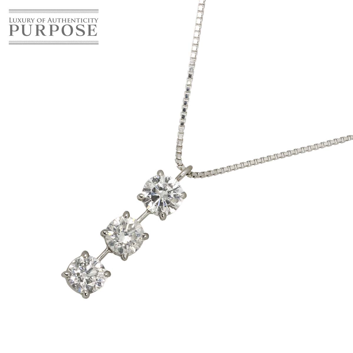 【新品仕上げ】 ダイヤ 1.00ct ネックレス 44.5cm Pt プラチナ Diamond Necklace 【中古】｜VINTAGE LOVER PURPOSE