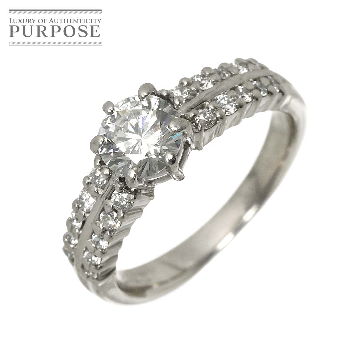 【新品仕上げ】 リング 9号 ダイヤ 0.712ct J/SI2/GD 0.25ct Pt プラチナ 指輪 【鑑定カード付き】 Diamond Ring 【中古】