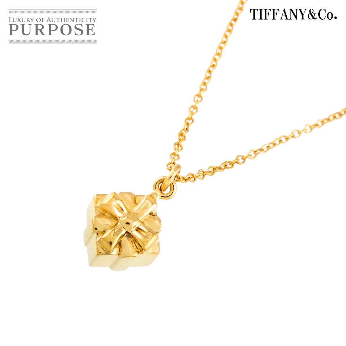 【新品同様】 ティファニー TIFFANY&Co. ネックレス 40cm K18 YG イエローゴールド 750 ギフトボックス Necklace【中古】