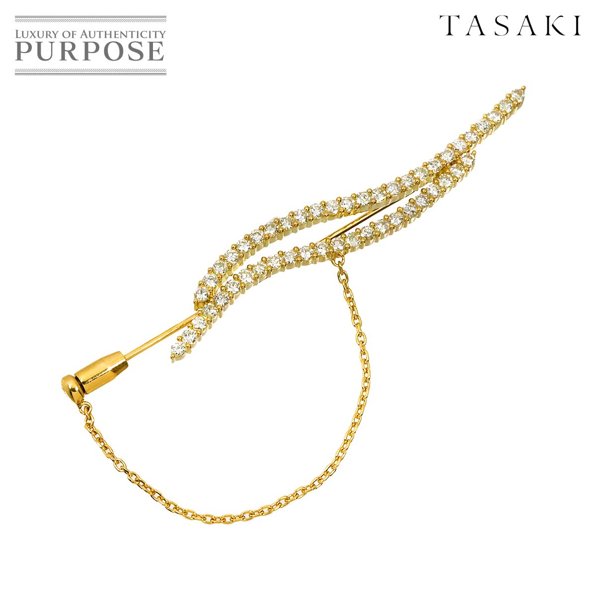【新品同様】 タサキ TASAKI タサキ ダイヤ 1.74ct ブローチ K18 YG イエローゴールド 750 田崎真珠 Brooch【中古】