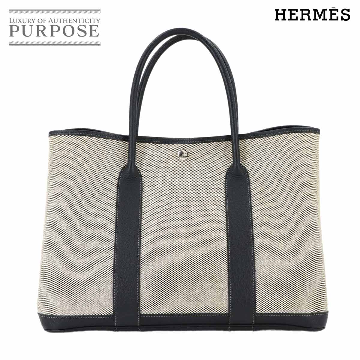 【美品】 エルメス HERMES ガーデンパーティ 36 PM トート バッグ トワルアッシュ ネゴンダ ブラック グレー □P刻印 Garden Party PM 【中古】