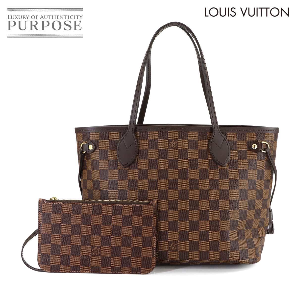 【未使用 展示品】 ルイ ヴィトン LOUIS VUITTON ダミエ ネヴァーフル PM トート バッグ エベヌ N40600 ゴールド 金具 ブラウン RFID Damier Neverfull PM 【中古】
