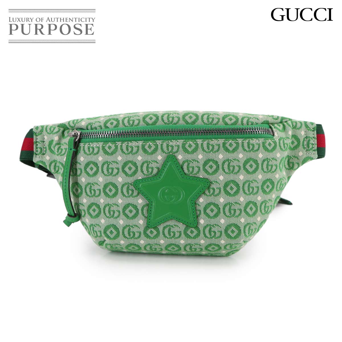 【未当て嵌める 見せびらかす品】 グッチ GUCCI チルドレンズ 上半身 御徒面子 緑であること 502095 Childrens Body Bag 【中古】