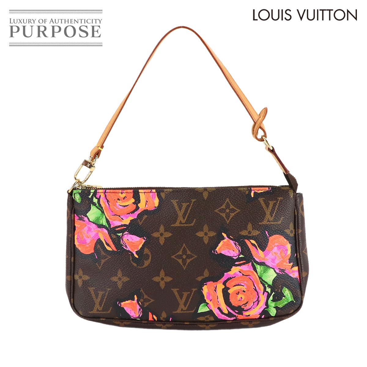 【新品同様】 ルイ ヴィトン LOUIS VUITTON モノグラム ローズ ポシェット アクセソワール ハンド バッグ ブラウン ピンク M48615 Pochette Accessoires 【中古】