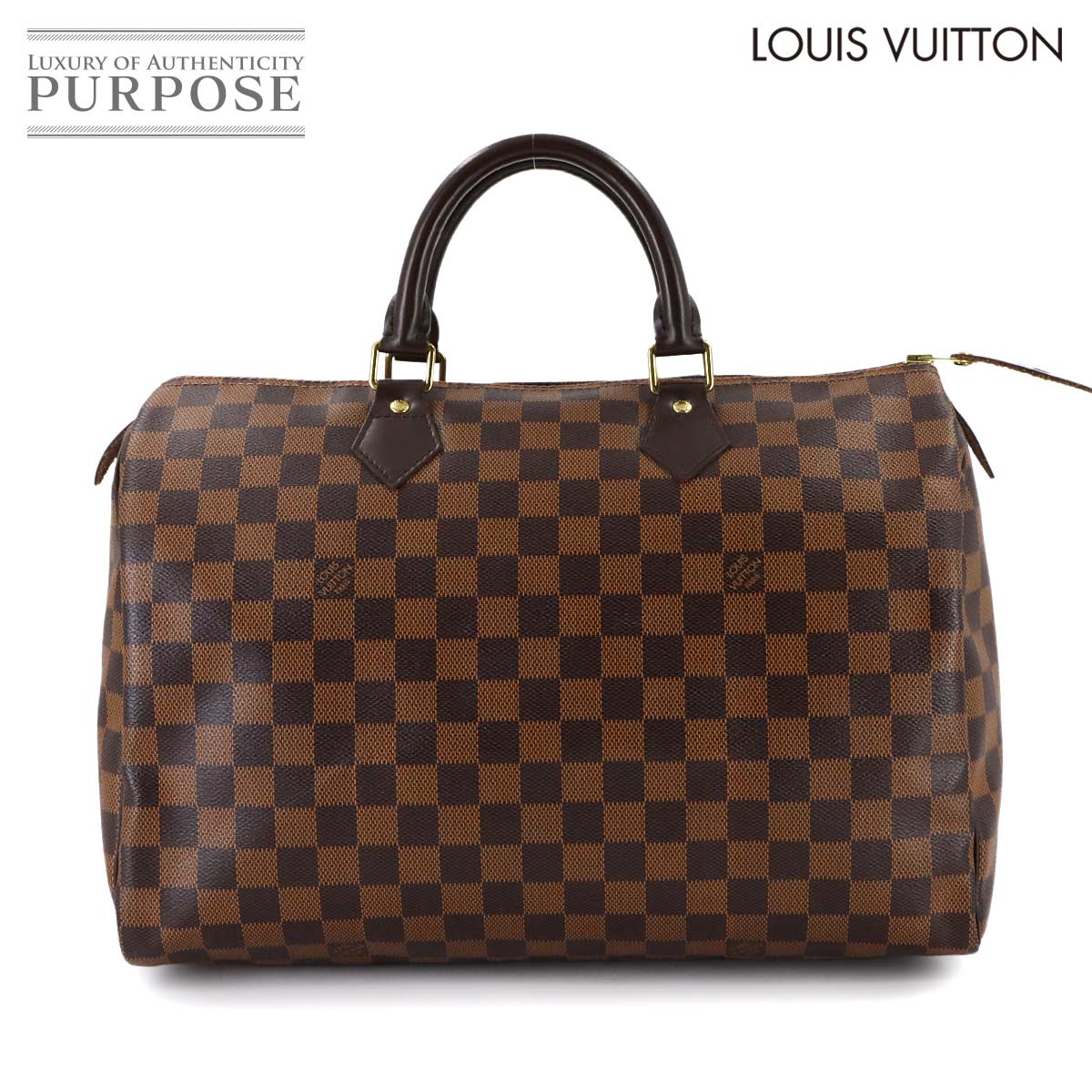 【新品同様】 ルイ ヴィトン LOUIS VUITTON ダミエ スピーディ 35 ハンド バッグ エベヌ ブラウン N41523 ゴールド 金具 Speedy 35 【中古】