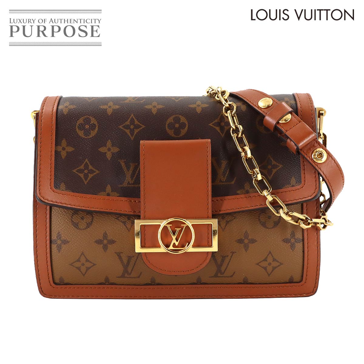 【美品】 ルイ ヴィトン LOUIS VUITTON モノグラム リバース ドーフィーヌ MM ショルダー バッグ ブラウン M45958 Dauphine MM 【中古】