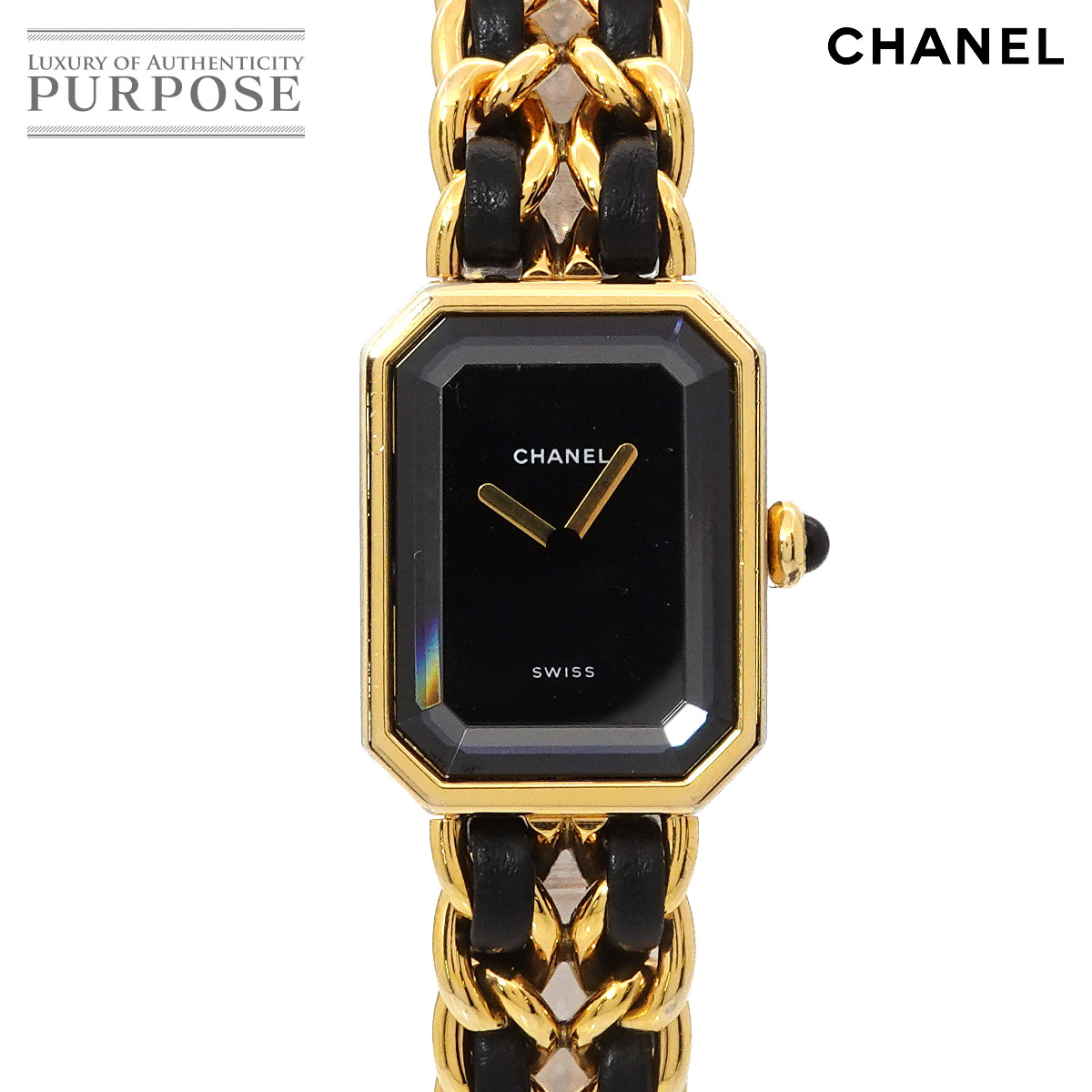 シャネル CHANEL プルミエール L大きさ H0001 ヴィンテージ レディース ウオッチ 黒いこと ゴールド 石英 ご覧なさる Premiere 【中古】