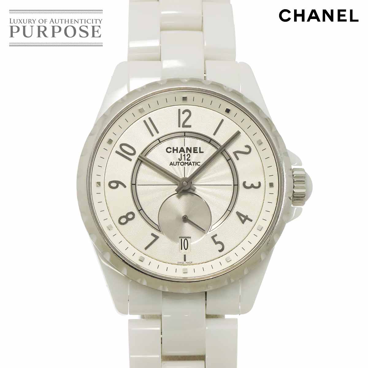 シャネル CHANEL J12 365 H3837 メンズ ウオッチ デイト しろがね色 白いこと陶芸 オートマ 自動小銃一巻き 御覧になる 【中古】