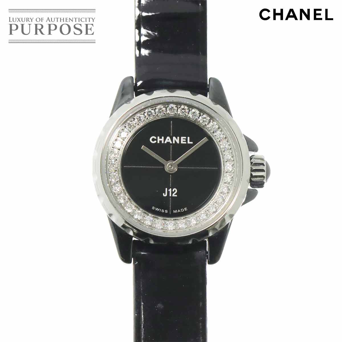 シャネル CHANEL J12 XS H4663 レディース 腕時計 ダイヤベゼル ブラック セラミック クォーツ ウォッチ 【中古】