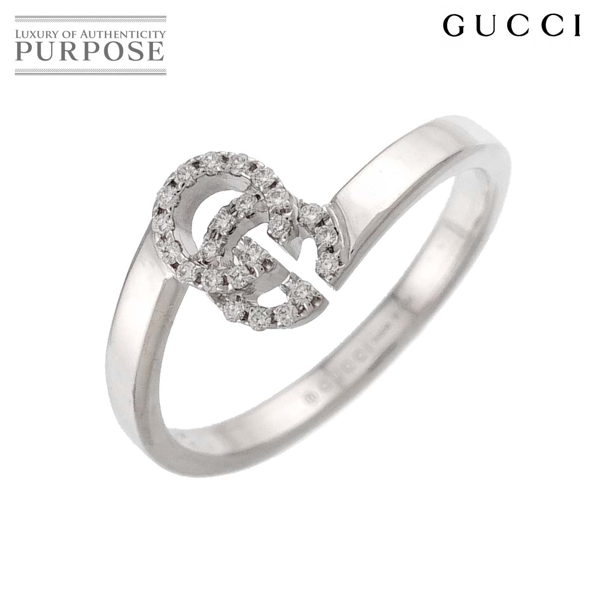 【新品同様】 グッチ GUCCI GG ランニング #7 リング ダイヤ K18 WG ホワイトゴールド 750 指輪 Diamond Ring【中古】