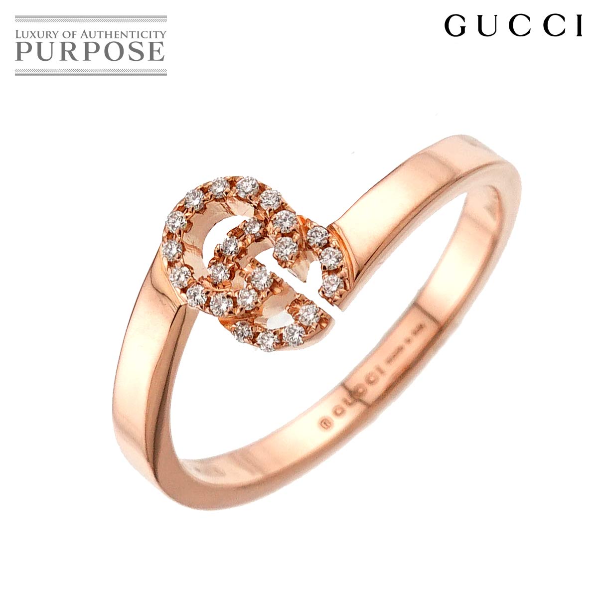 【新品同様】 グッチ GUCCI GGランニング #9 リング ダイヤ K18 PG ピンクゴールド 750 指輪 GG Running Ring【中古】