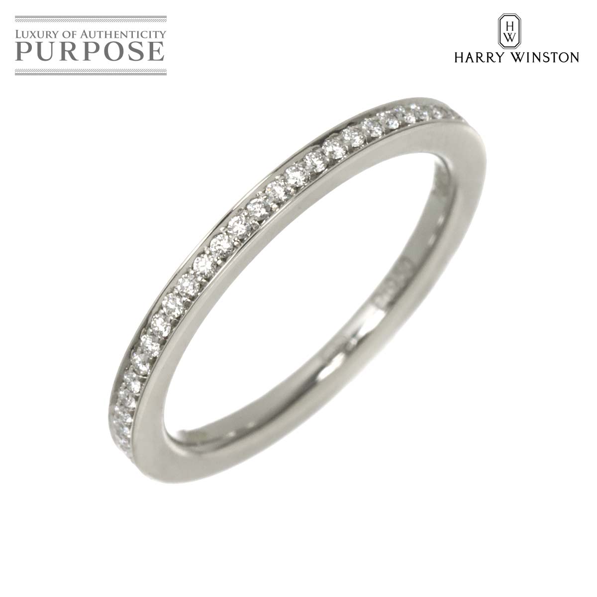 【新品同様】 ハリーウィンストン HARRY WINSTON ベル 6.5号 バンド リング ダイヤ Pt プラチナ 指輪 Diamond Ring【証明書付き】【中古】