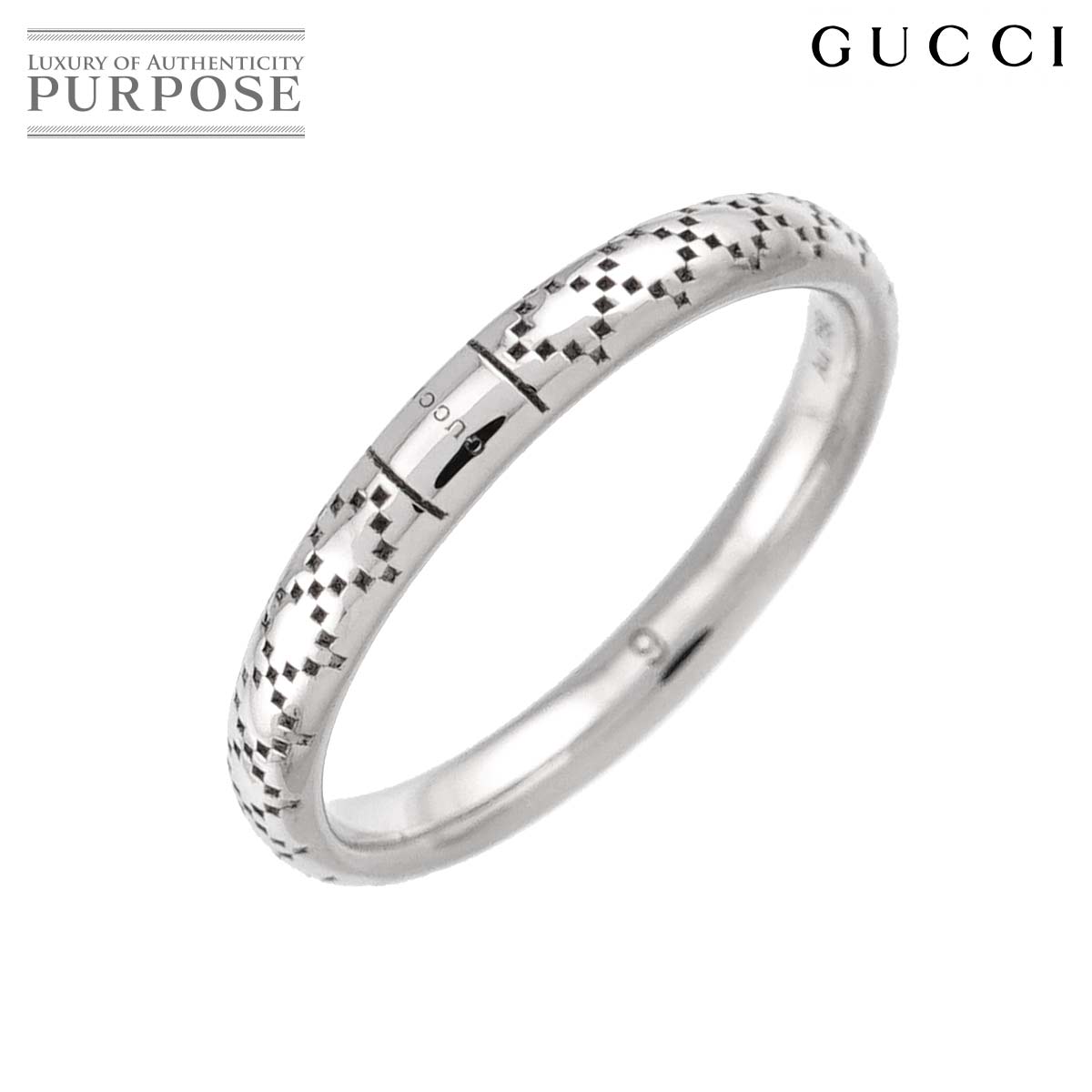 【新品同様】 グッチ GUCCI ディアマンティッシマ #9 リング K18 WG ホワイトゴールド 750 指輪 Ring【中古】
