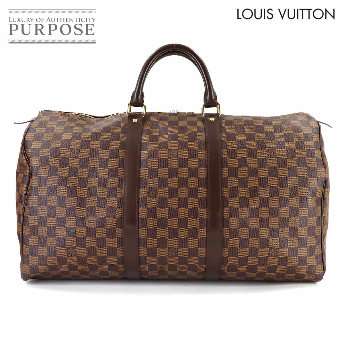ルイ ヴィトン LOUIS VUITTON ダミエ キーポル 50 ボストン バッグ エベヌ N41427 ゴールド 金具 Keepall 50 【中古】