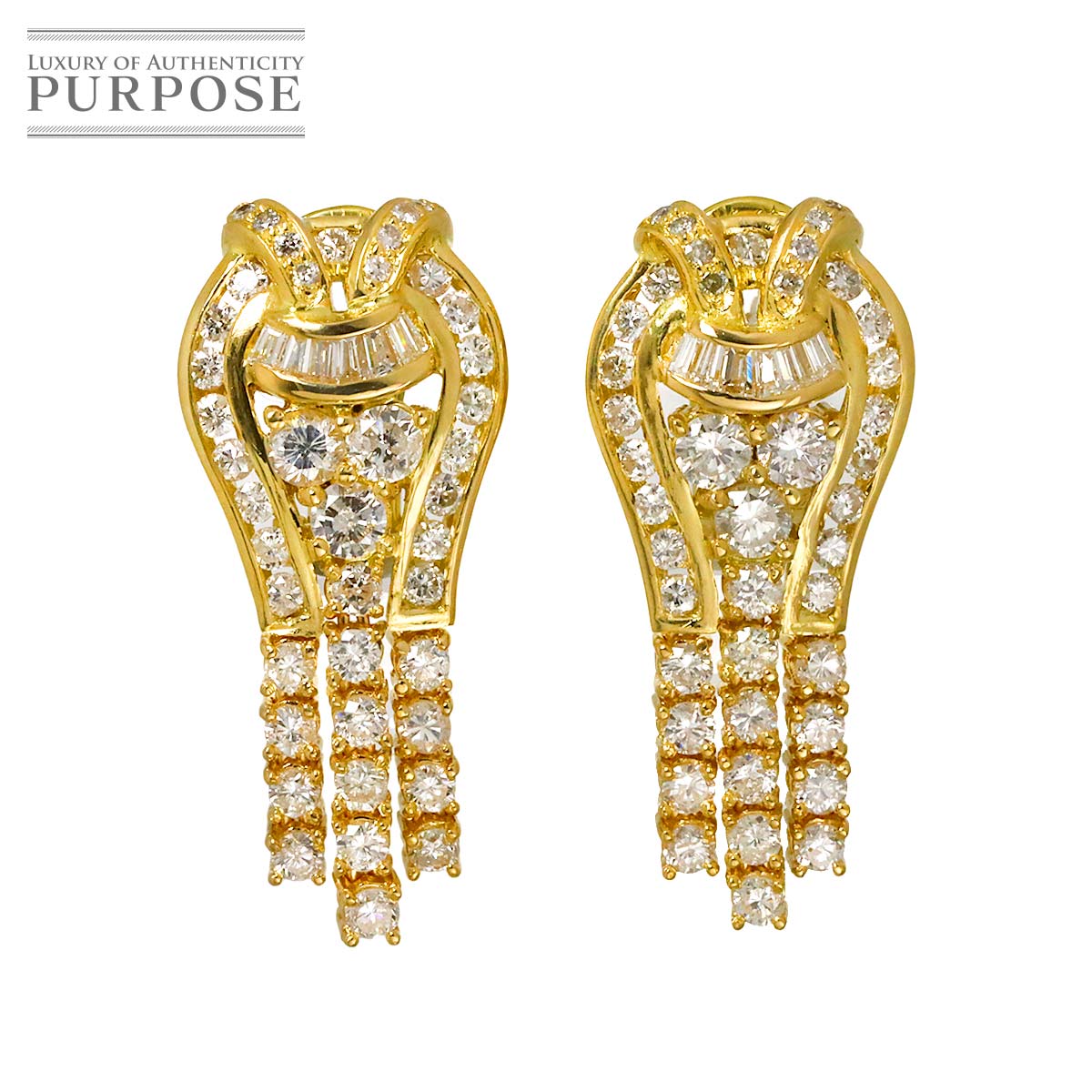 【新品仕上げ】 ダイヤ 0.58ct/0.58ct 1.15ct/1.15ct ピアス K18 YG イエローゴールド 750 Diamond Earrings Pierced 【中古】