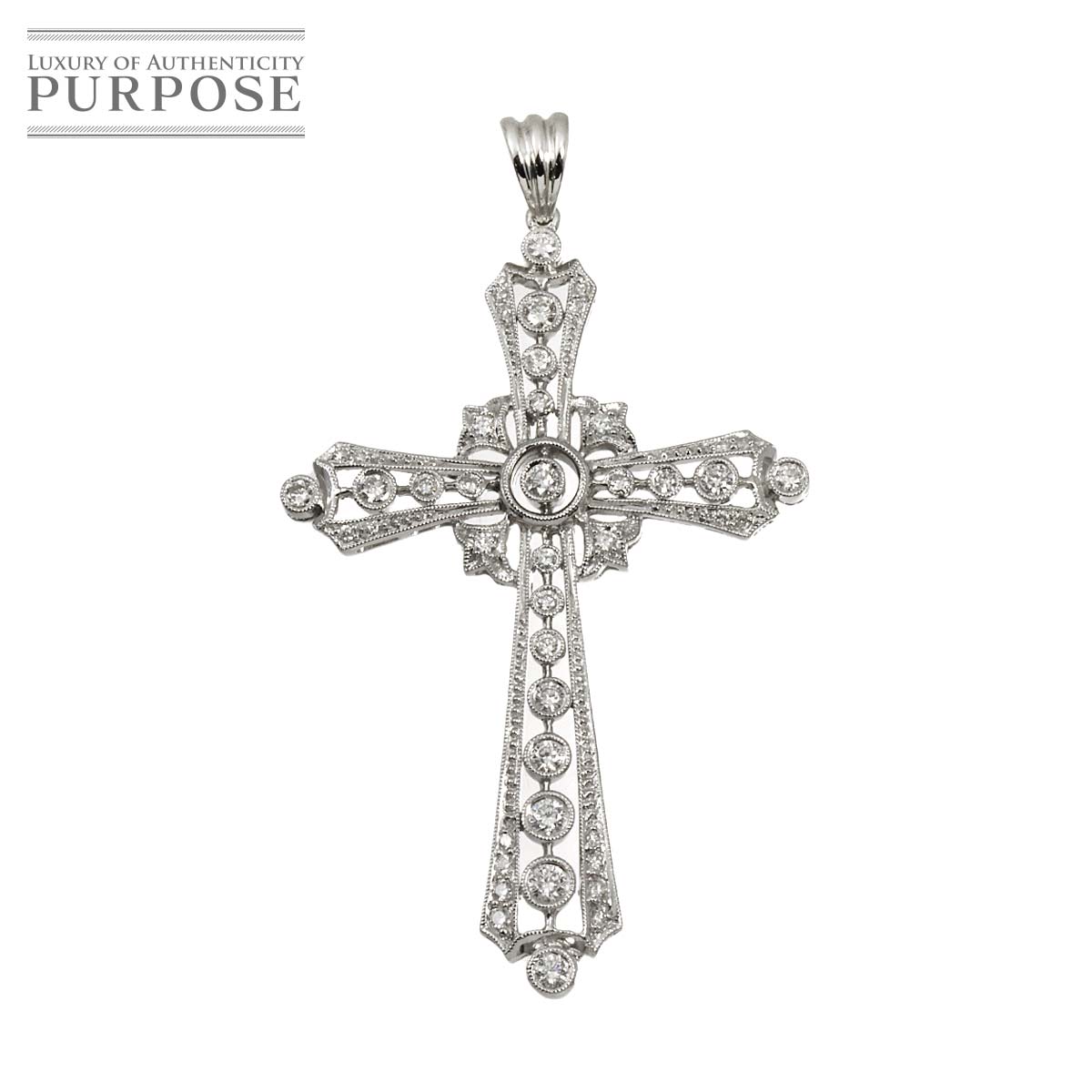 【新品仕上げ】 ダイヤ 0.86ct ペンダント トップ K18 WG ホワイトゴールド 750 Diamond Pendant 【中古】