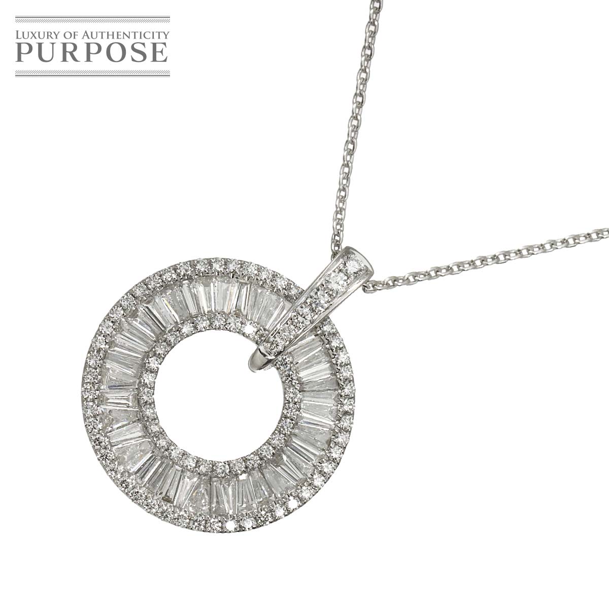 【新品仕上げ】 ダイヤ 1.85ct ネックレス 45cm K18 WG ホワイトゴールド 750 Diamond Necklace 【中古】|VINTAGE LOVER PURPOSE