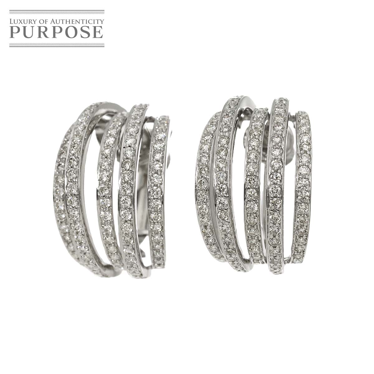 【新品仕上げ】 ダイヤ 1.44ct/1.42ct イヤリング K14 K18 WG White Gold 585 750 Diamond Earrings Clip on 【中古】｜VINTAGE LOVER PURPOSE
