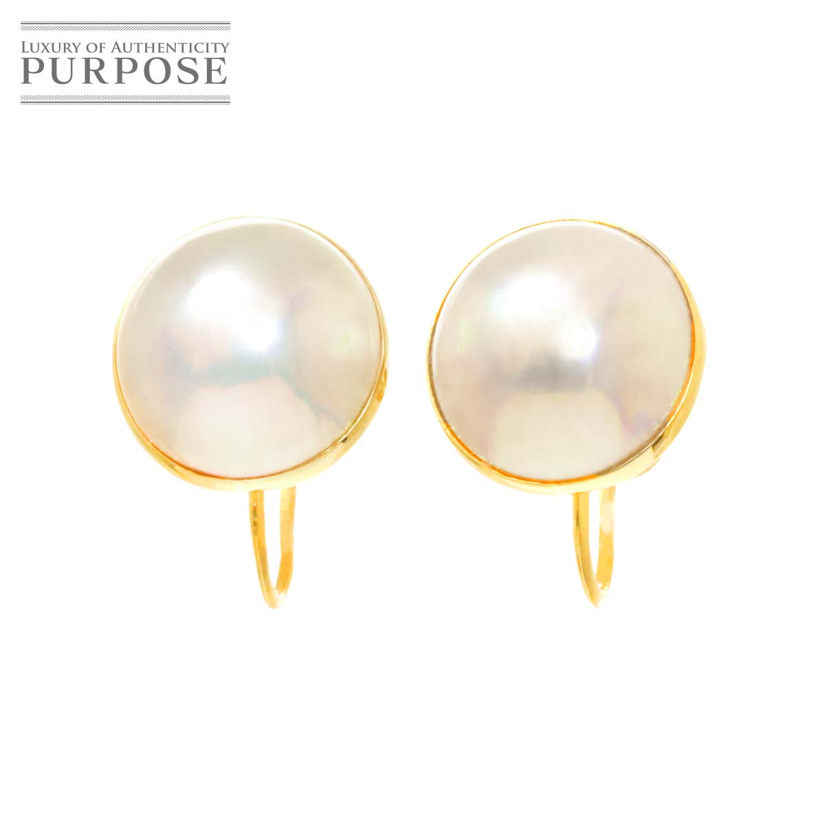 【新品仕上げ】 マベ真珠 K18 YG イヤリング イエローゴールド 750 earrings clip on 【中古】|VINTAGE LOVER PURPOSE